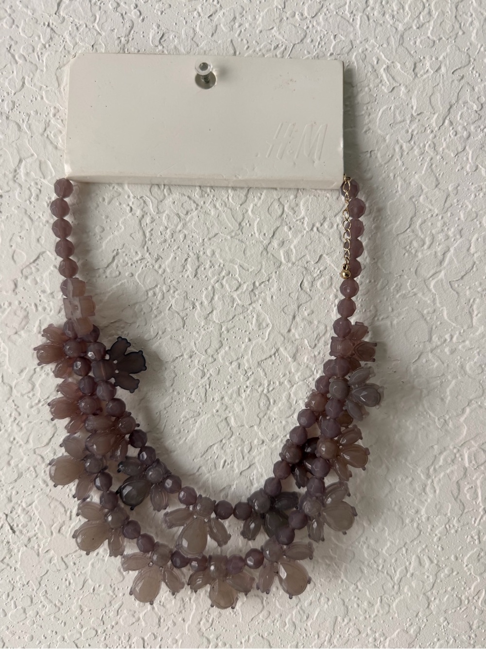 H&M NWT Lavender Taupe Multi-Strand Beaded Necklace | Layered Statement Jewelry